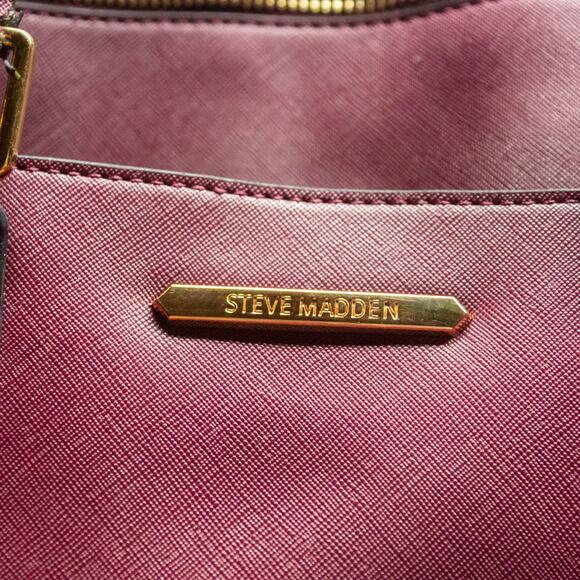 Large Purse STEVE MADDEN Maroon Top Handle Crossbody Satchel Designer Bag - Picture 3 of 8